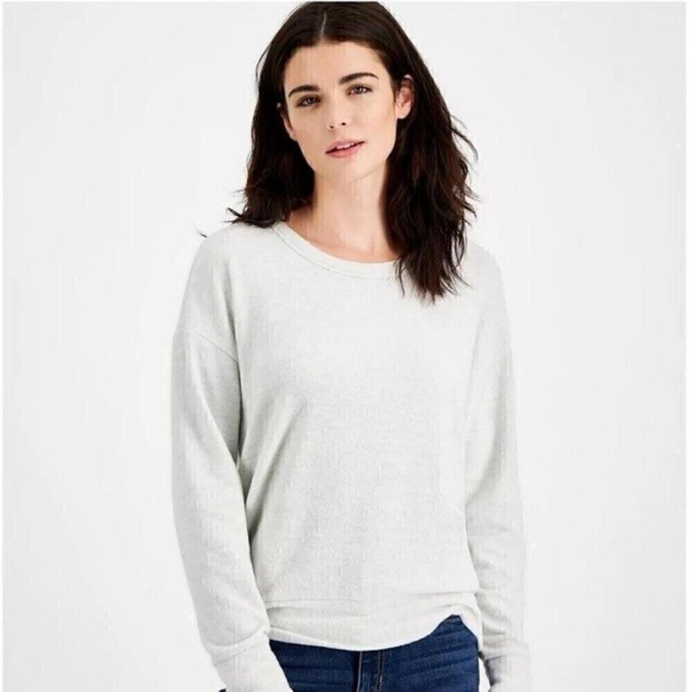 New HIPPIE ROSE Juniors' Cutout Back Knit Top white Heather grey S, M, L